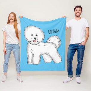Bichon frise dog Cartoon Illustration Fleecedecke