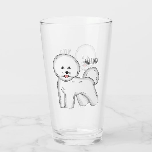 Bichon frise dog Cartoon Illustration Glas (Rückseite)