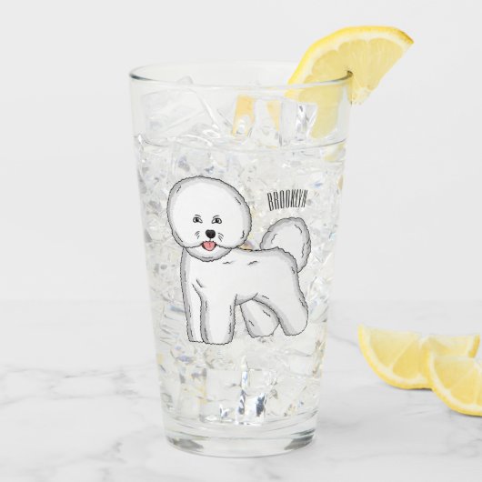 Bichon frise dog Cartoon Illustration Glas (Rückseite Ice)