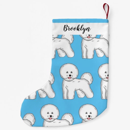Bichon frise dog Cartoon Illustration Kleiner Weihnachtsstrumpf (Rückseite)