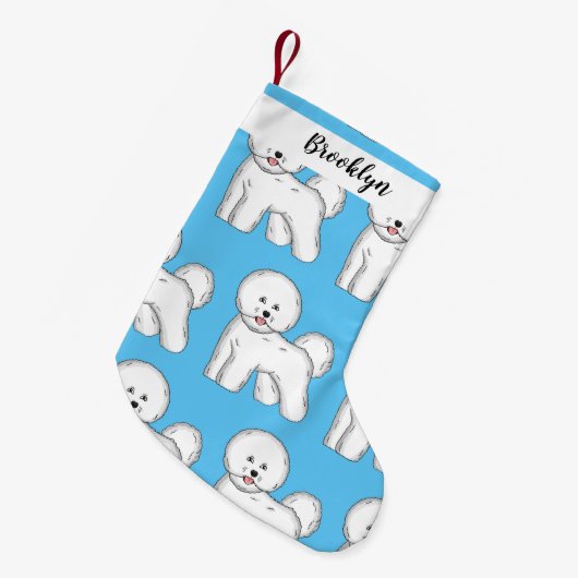 Bichon frise dog Cartoon Illustration Kleiner Weihnachtsstrumpf (Vorderansicht (hängend))