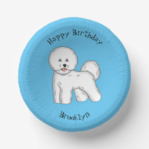 Bichon frise dog Cartoon Illustration Pappteller