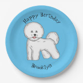 Bichon frise dog Cartoon Illustration Pappteller (Vorderseite)