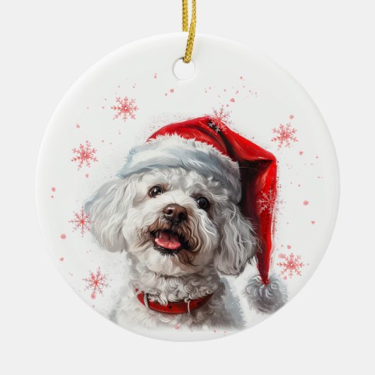 Bichon Frise Dog Christmas Personalized Keramik Ornament (Vorne)