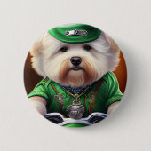Bichon Frisé Dog Fahrrad St. Patrick's Day Button (Vorderseite)