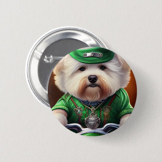 Bichon Frisé Dog Fahrrad St. Patrick's Day Button (Vorne & Hinten)
