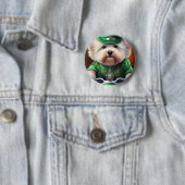 Bichon Frisé Dog Fahrrad St. Patrick's Day Button (Beispiel)