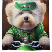 Bichon Frisé Dog Fahrrad St. Patrick's Day Duschvorhang (Vorderseite)