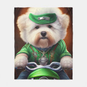 Bichon Frisé Dog Fahrrad St. Patrick's Day Fleecedecke (Vorderseite)