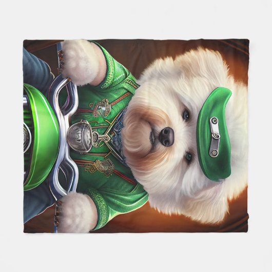 Bichon Frisé Dog Fahrrad St. Patrick's Day Fleecedecke (Vorderseite (Horizontal))