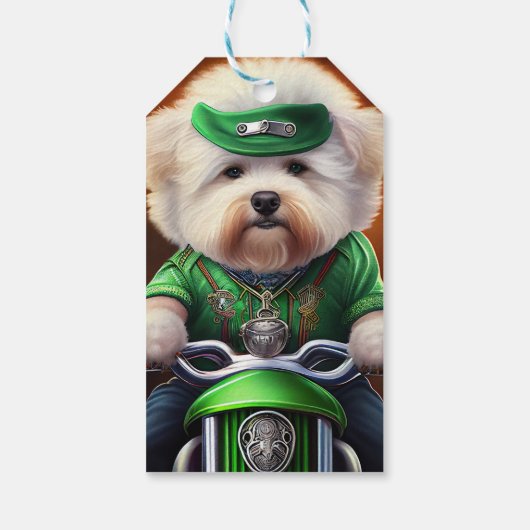 Bichon Frisé Dog Fahrrad St. Patrick's Day Geschenkanhänger (Rückseite)
