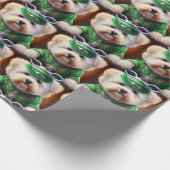 Bichon Frisé Dog Fahrrad St. Patrick's Day Geschenkpapier (Ecke)