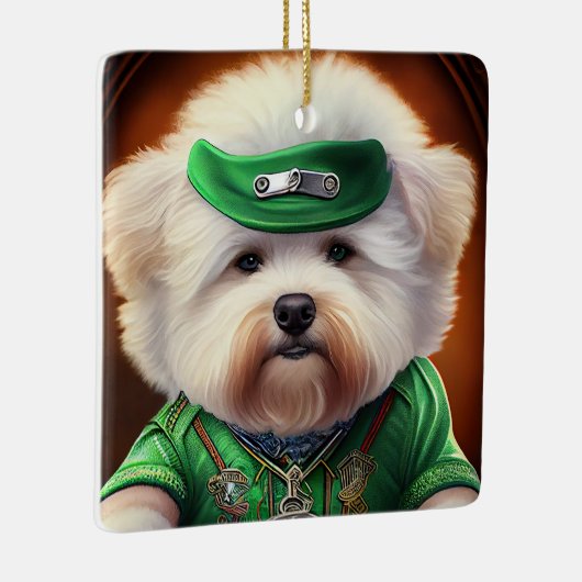Bichon Frisé Dog Fahrrad St. Patrick's Day Keramikornament (Rechts)