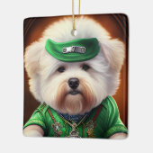 Bichon Frisé Dog Fahrrad St. Patrick's Day Keramikornament (Links)