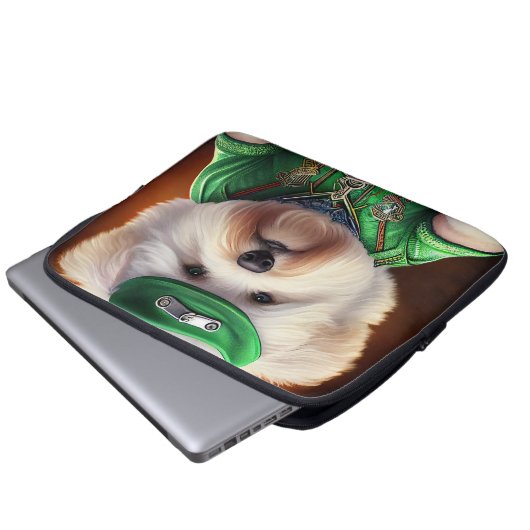Bichon Frisé Dog Fahrrad St. Patrick's Day Laptopschutzhülle (Vorne Knopf)