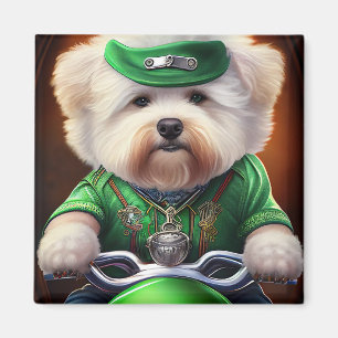 Bichon Frisé Dog Fahrrad St. Patrick's Day Magnet
