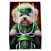 Bichon Frisé Dog Fahrrad St. Patrick's Day Mittlere Geschenktüte (Rückseite)