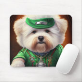 Bichon Frisé Dog Fahrrad St. Patrick's Day Mousepad (Mit Mouse)