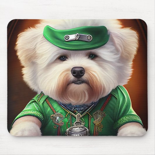 Bichon Frisé Dog Fahrrad St. Patrick's Day Mousepad (Vorne)