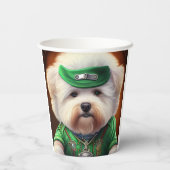 Bichon Frisé Dog Fahrrad St. Patrick's Day Pappbecher (Rückseite)