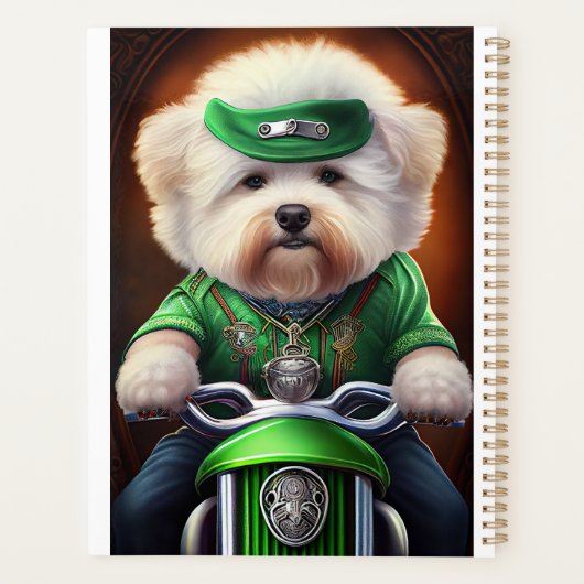 Bichon Frisé Dog Fahrrad St. Patrick's Day Planer (Rückseite)
