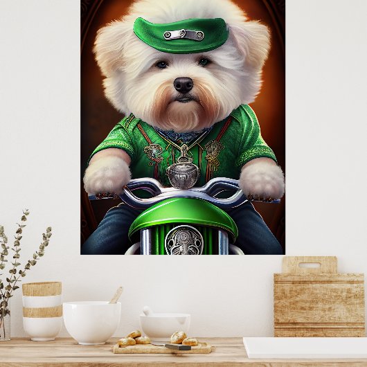 Bichon Frisé Dog Fahrrad St. Patrick's Day Poster (Küche)