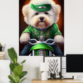 Bichon Frisé Dog Fahrrad St. Patrick's Day Poster (Heimbüro)