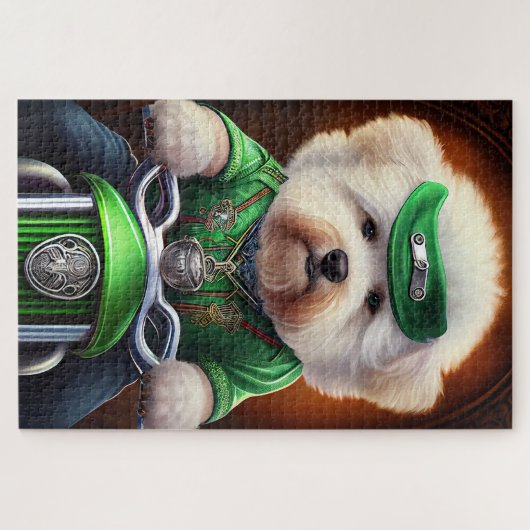 Bichon Frisé Dog Fahrrad St. Patrick's Day Puzzle (Horizontal)