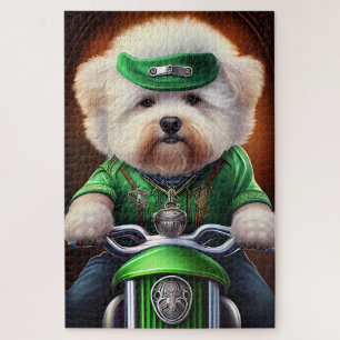 Bichon Frisé Dog Fahrrad St. Patrick's Day Puzzle
