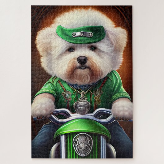 Bichon Frisé Dog Fahrrad St. Patrick's Day Puzzle (Vertikal)