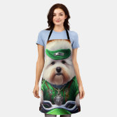Bichon Frisé Dog Fahrrad St. Patrick's Day Schürze (Getragen)