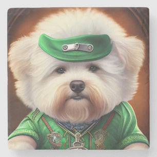 Bichon Frisé Dog Fahrrad St. Patrick's Day Steinuntersetzer