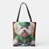 Bichon Frisé Dog Fahrrad St. Patrick's Day Tasche (Rückseite)