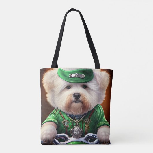 Bichon Frisé Dog Fahrrad St. Patrick's Day Tasche (Rückseite)