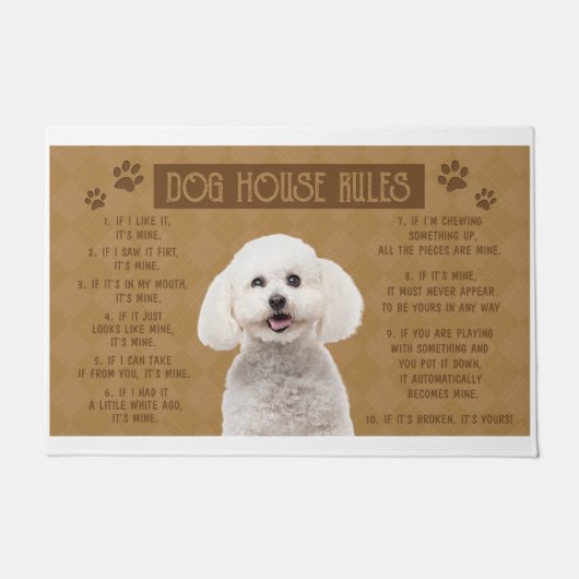 Bichon Frise Dog House regiert, wenn es kaputt ist Fußmatte (Vorderseite)