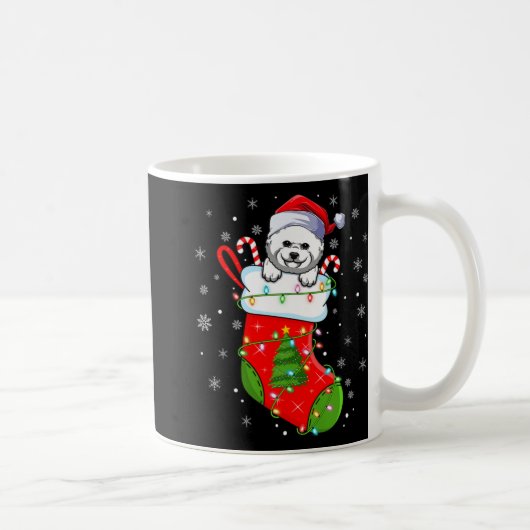 Bichon Frise Dog In Christmas Socks Lights Xmas Pr Kaffeetasse (Rechts)