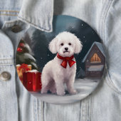 Bichon Frise Dog in Schnee Weihnachten Button (Beispiel)