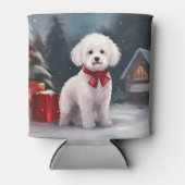Bichon Frise Dog in Schnee Weihnachten Dosenkühler (Vorderseite)