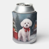 Bichon Frise Dog in Schnee Weihnachten Dosenkühler (Kanne Rückseite)
