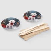 Bichon Frise Dog in Schnee Weihnachten Fächer (Non-assembled)