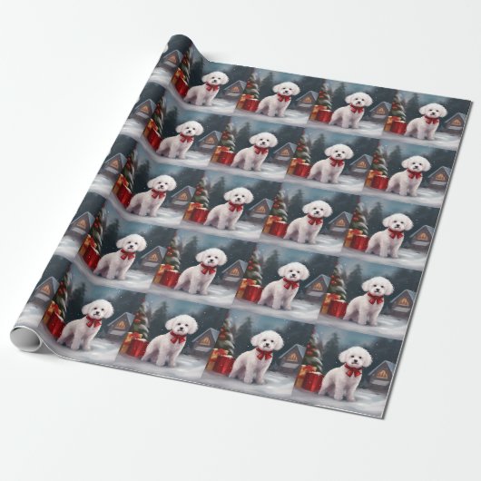 Bichon Frise Dog in Schnee Weihnachten Geschenkpapier (Ungerollt)