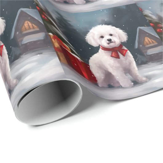 Bichon Frise Dog in Schnee Weihnachten Geschenkpapier (Rolleneckpunkt)