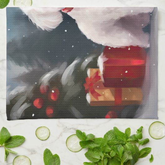 Bichon Frise Dog in Schnee Weihnachten Geschirrtuch (Gefaltet)