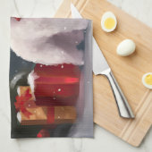 Bichon Frise Dog in Schnee Weihnachten Geschirrtuch (Viertel Falte)