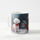 Bichon Frise Dog in Schnee Weihnachten Kaffeetasse (Vorderseite Links)