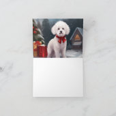 Bichon Frise Dog in Schnee Weihnachten Karte (Innenseite)