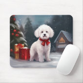 Bichon Frise Dog in Schnee Weihnachten Mousepad (Mit Mouse)