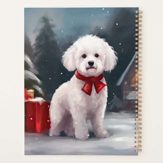 Bichon Frise Dog in Schnee Weihnachten Planer (Rückseite)