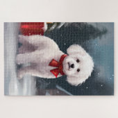 Bichon Frise Dog in Schnee Weihnachten Puzzle (Horizontal)