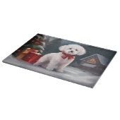 Bichon Frise Dog in Schnee Weihnachten Schneidebrett (Ecke)